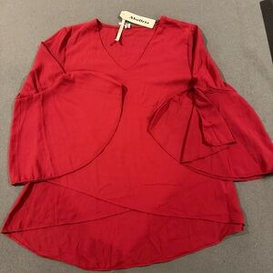 Abollria Red Blouse NWT | Bell Sleeve Top | Holiday / Work / Party
